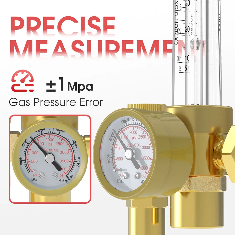 CO2 Argon Flow Meter Gas Regulator Gauge with Gas Hose Mig Tig Welding + Hose - Image 3 of 4