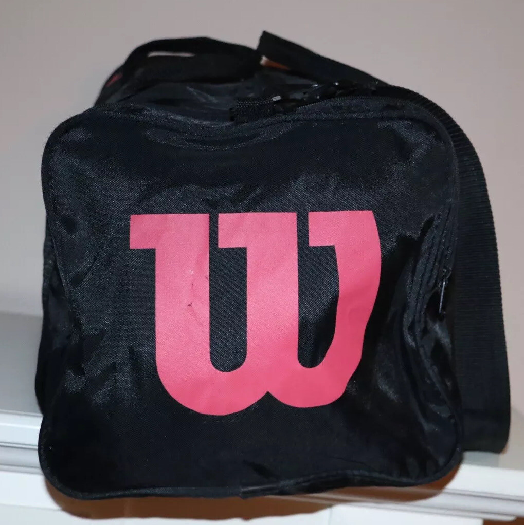 Vintage Wilson Duffel Bag Black Red Gym Duffle Travel Gem