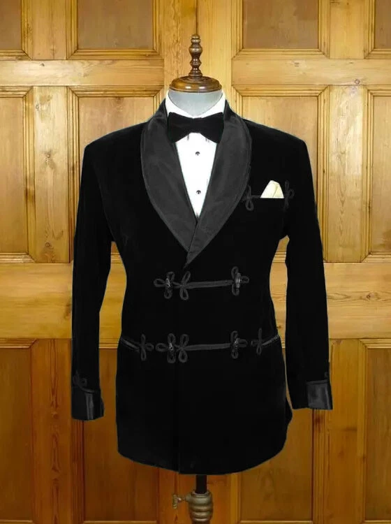 Chaqueta para Fumar Para Hombre Bata de Noche Terciopelo con Cinturón Blazer Baile de graduación Fiesta Esmoquin Foto 2 de 4