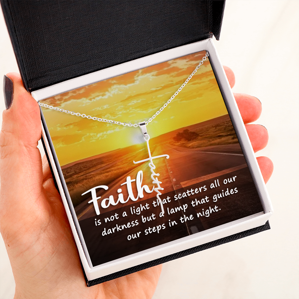Necklace Cross FAITH Pendant Necklace Gift, FAITH, A Lamp That Guides Us!
