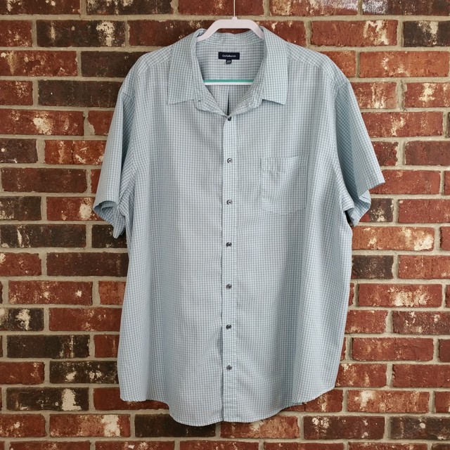 Croft & Barrow Men's Size 3XB Big Short Sleeve Button Front Shirt Blue Checker | eBay