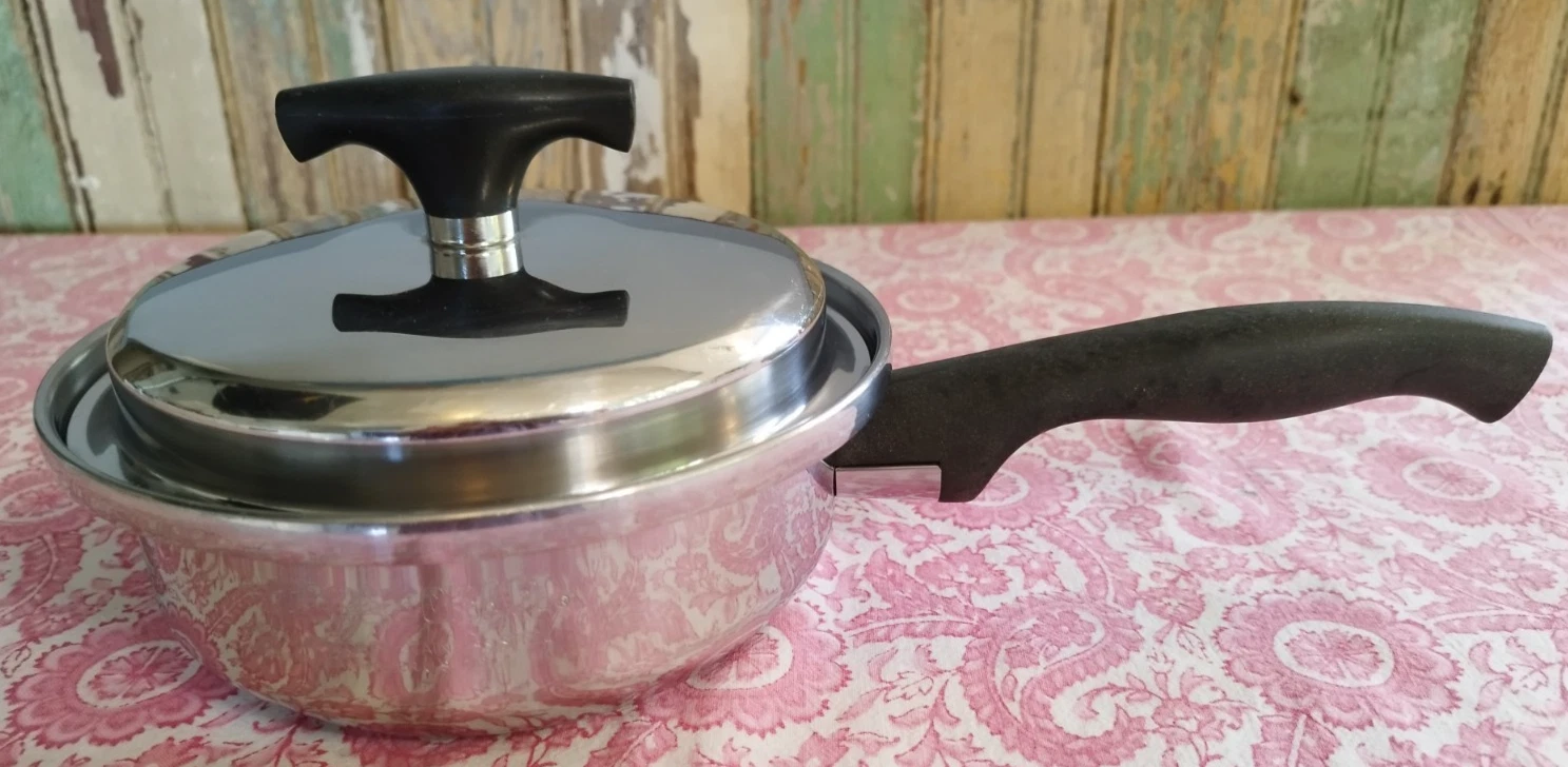 Vtg KITCHEN CRAFT West Bend 5-Ply Multi-Core Stainless Steel 7" Pan + Lid- USA