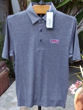 NWT $89 LMU LIONS NCAA Men's Gray Polo Shirt Cutter & Buck DryTec 50UPF+ Small