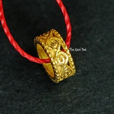 18k Solid Yellow Gold 7mm Fancy Spacer Finding Hefty Bead 5mm Large Hole