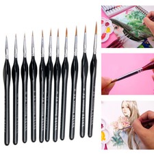 10pc Paint Brush Set Professional Sable Hair Detail Miniature Art Nail Brushes