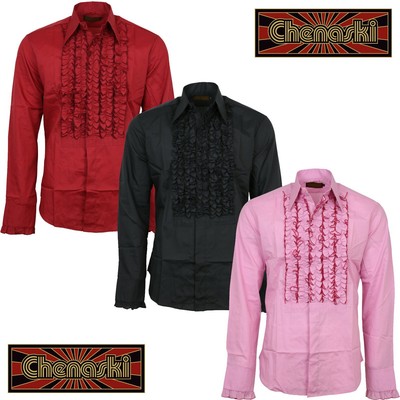 Chenaski Mens Retro Ruche Ruffle Tuxedo 