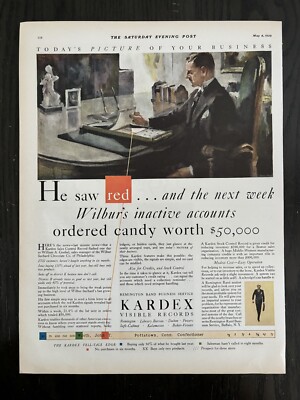 KARDEX VISIBLE RECORDS REMINGTON RAND BUSINESS SERVICE BUFFALO N.Y.VTG AD 1929