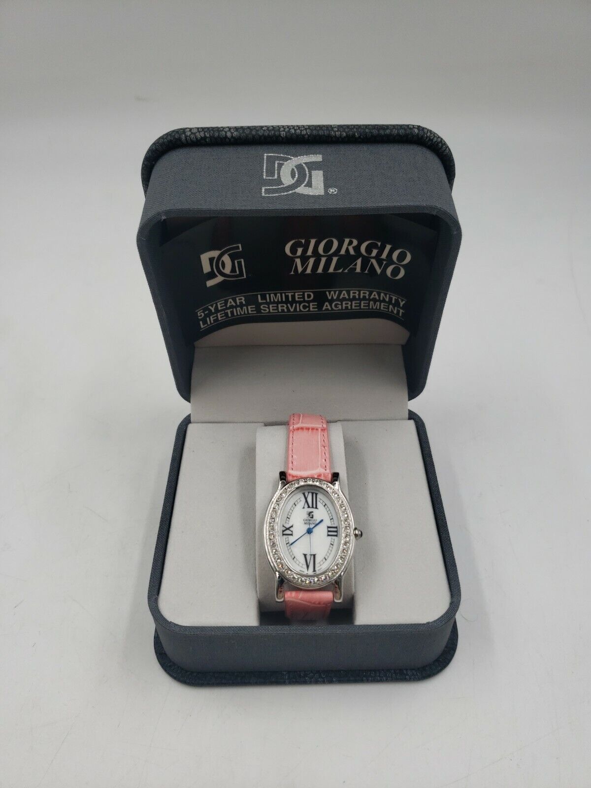 DG Giorgio Milano Oval Pink Leather Rhinetone Watch L4 