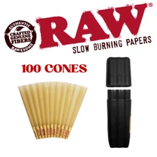 RAW Classic 1 1 /4 Pre-Rolled Cones (100) + Three Tree Pre-Roll Case | Sealed