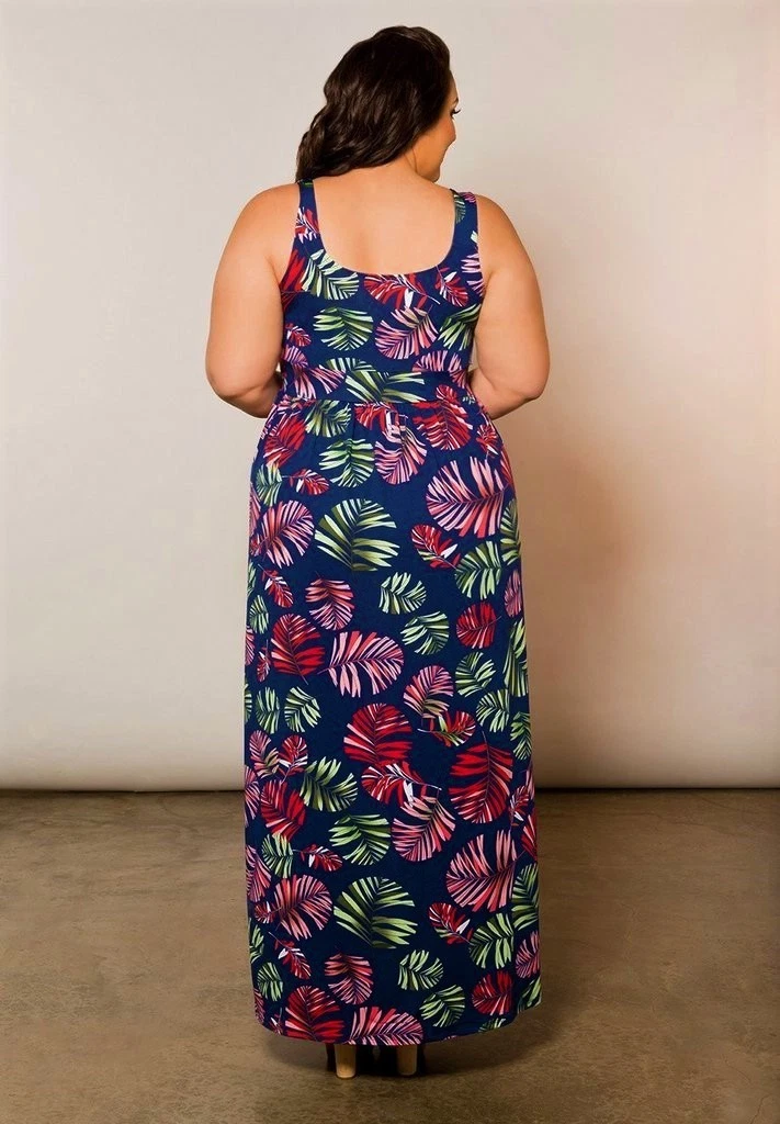 Plus Size Maxi Dress 1X - 6X SWAK Empire Waist Sleeveless Rayon Spandex  Solid