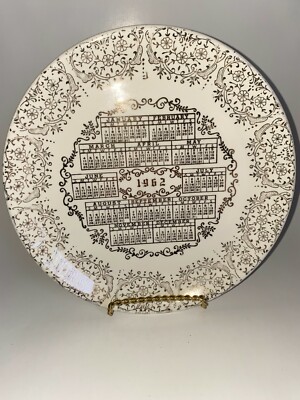 1962 Calendar Plate 9 1/4 Gold Filigree | eBay
