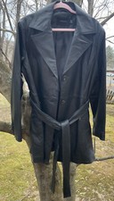 Tahari Women’s Size 2xl Black Leather Nicole Belted Coat $525.00 Nwt