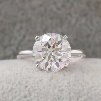 RARE 4.50 Ct Off White Treated Diamond Solitaire Ring In 925 Silver Certified