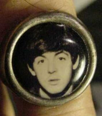 VINTAGE 1960s PAUL MCCARTNEY SILVER RING BEATLES gumball 60s art