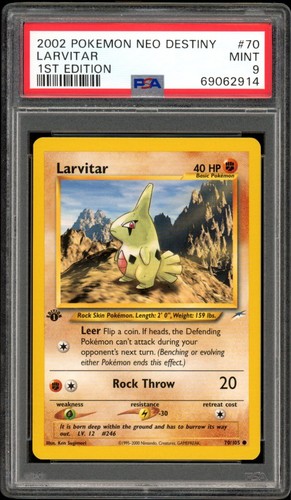 Larvitar (1st Edition) graded PSA 9 for sale on eBay