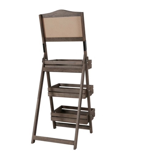 Wood A-Frame Sidewalk Menu Chalkboard Plant Stand Flower Rack w 3 Removable Tray - Picture 7 of 12