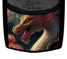 White Red Floral Dragon Fierce Scaly Hood Wrap Vinyl Graphic Decal 58