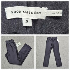 Good American Black Shine Womens Pants Sz. 2 NWT
