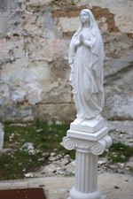 STATUA MADONNA DI LOURDES 80CM IN CEMENTO CON BASE COLONNA
