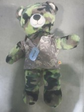 Build a Bear Workshop Plush CAMO BEAR with military digital camp and dog tag