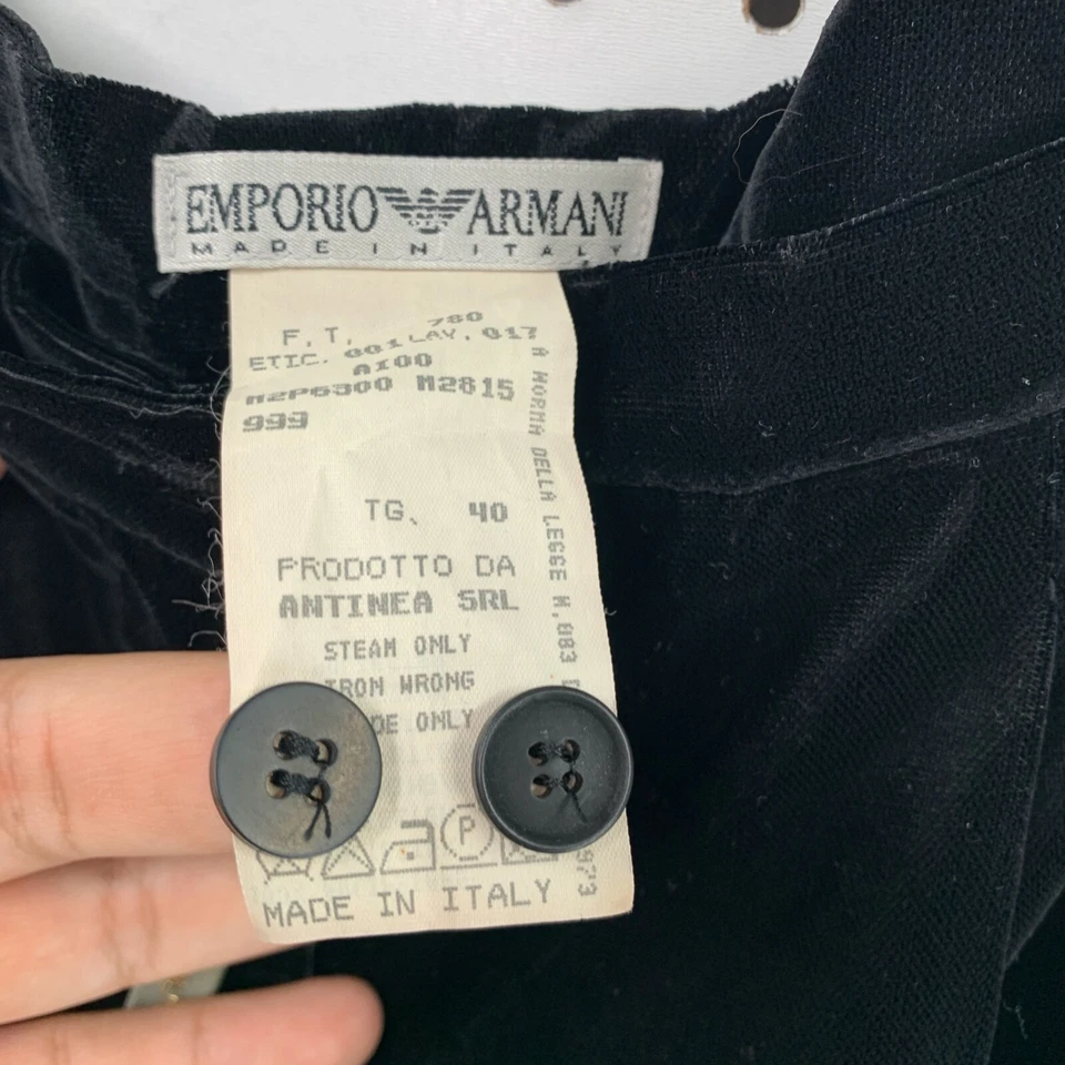 NEW Vintage Emporio Armani Velour Velvet Black Wide Leg Pants NWT Size 40 26X33 - Image 4 of 4