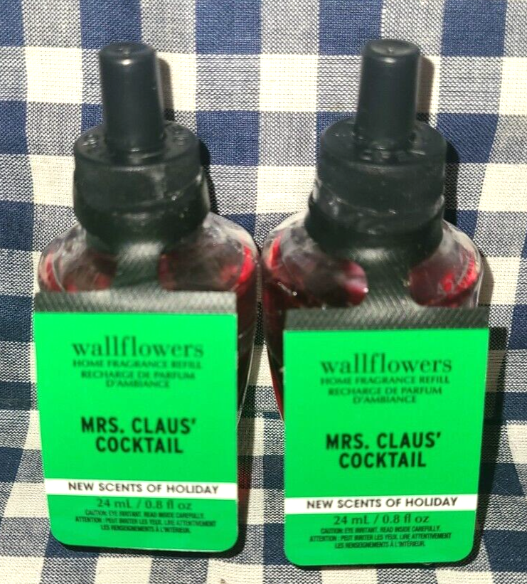 NEW 2-Pack MRS. CLAUS' COCKTAIL Wallflower Refill Bulbs SEALED Bath & Body Works