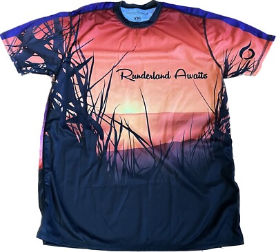 Beyond Limits Running Runderland Awaits Sunset Dust Rise Shirt Men 2XL USA RARE