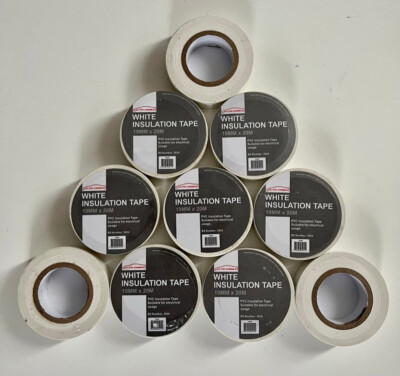 10 Rollen weißes PVC Isolierband Größe 19 mm x 20 m robust Mehrzweck DIY