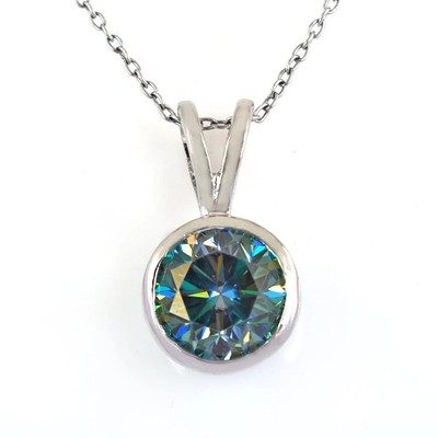 Certified 5ct Natural VS1/Blue Diamond Pendant 925 Sterling Silver Women Jewelry