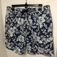 Tommy Hilfiger Quality Swimwear Board Trunks Mens L Blue Floral Hawaii