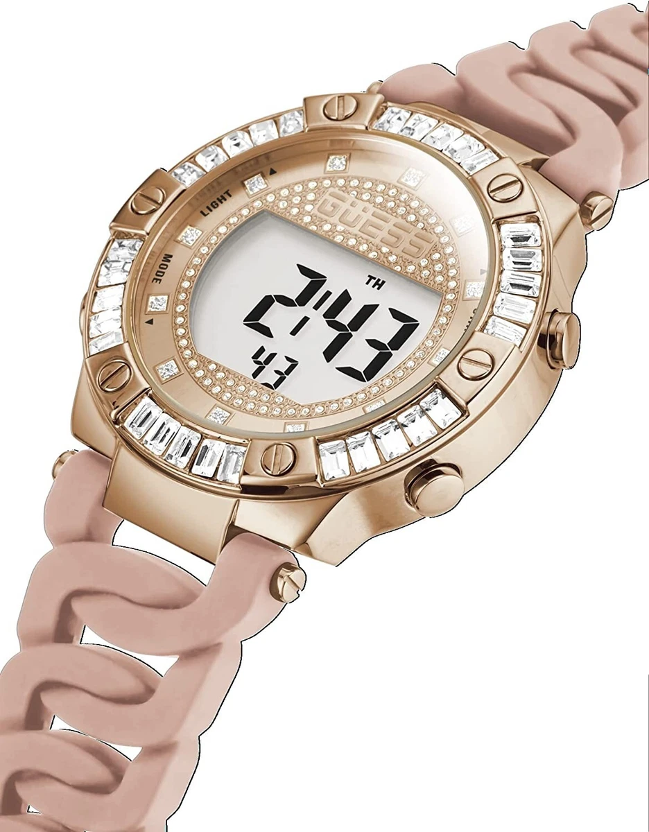 Brand New Ladies Guess Link Rose Gold Digital Alarm Chrono Watch  