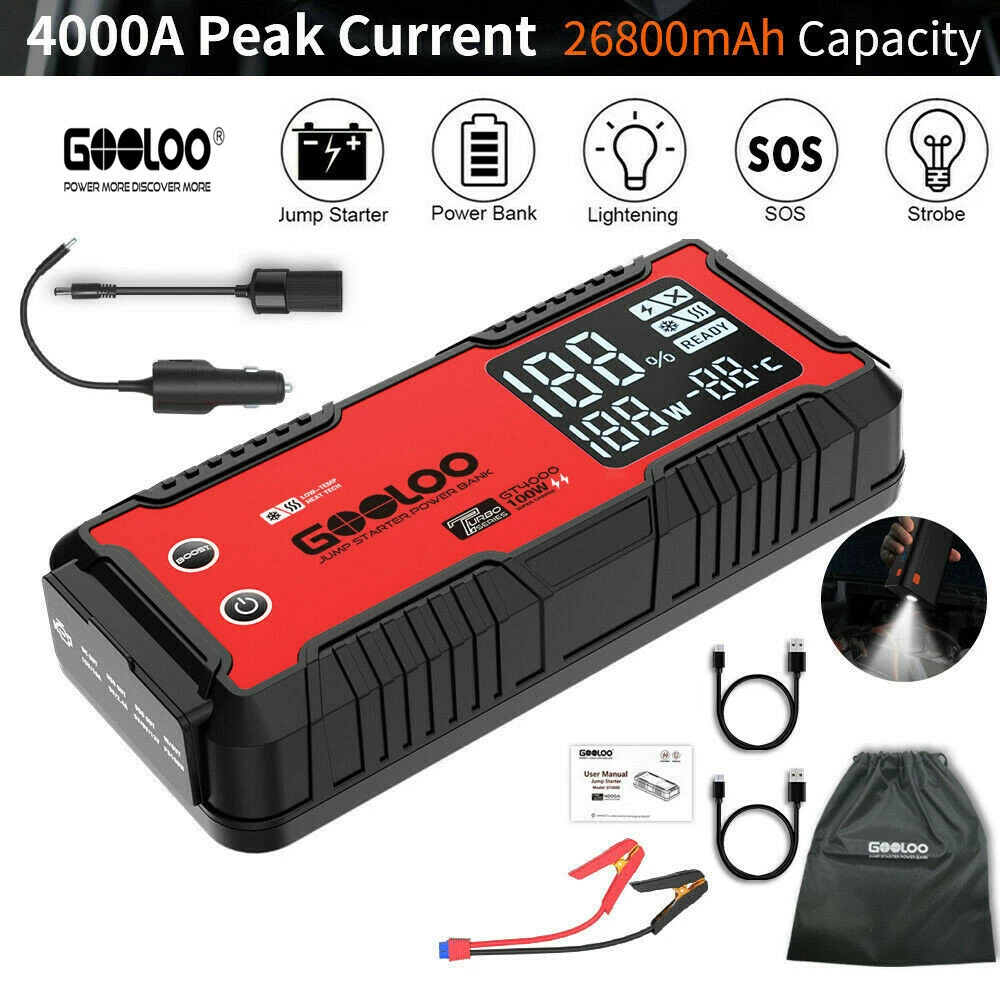 Factory Sale 4000 AMP with Air Compressor Car Jump Starter Power Bank -  China Emergency Battery Boost, Car Jump Starter