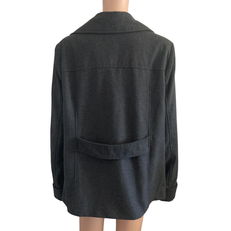 Abrigo Larry Levine Mujer Grande 4 Botones Doble Pecho Negro Foto 2 de 4