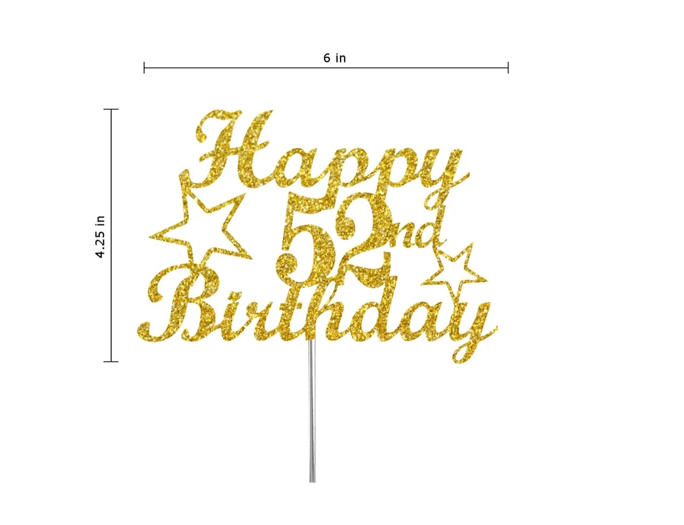 Decoraciones de cumpleaños 52º cumpleaños adorno de pastel (20 COLORES doble brillo lateral) Foto 4 de 4