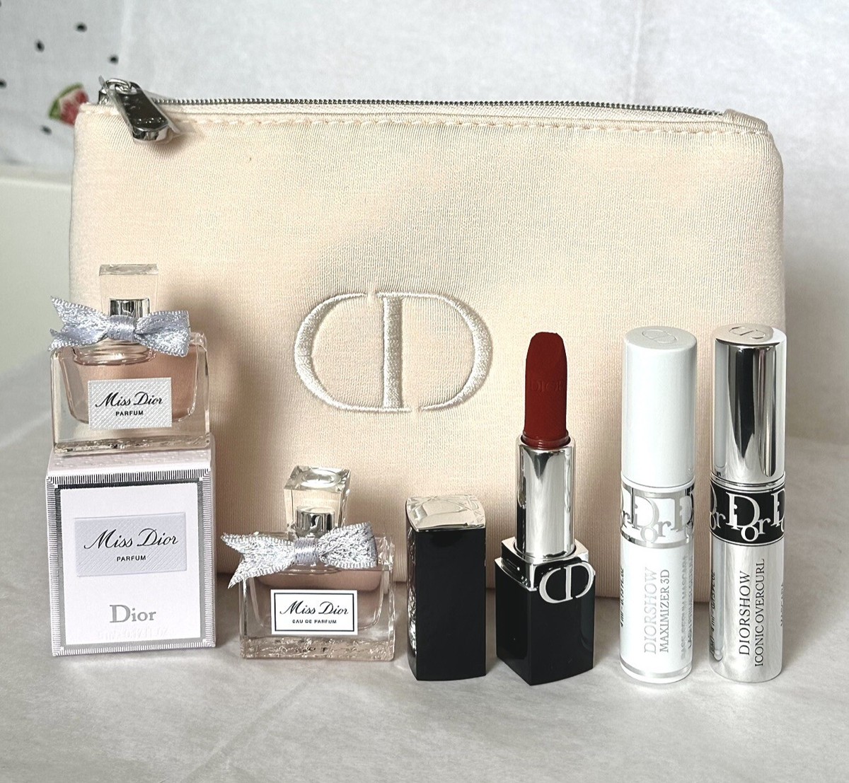 6PC DIOR Miss Dior PARFUM Mini 5ml/Lipstick/Diorshow Lash