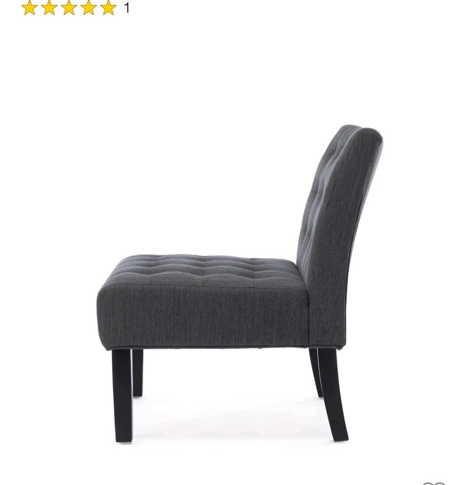 Conjunto de 2 cadeiras chinelo Lewis contemporâneas tecido tufado carvão/ - Imagem 3 de 4