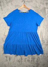 Gap Short Sleeve Shirt Dress Women Size XXL Ruffle Around Neck Blue Pullover NWT