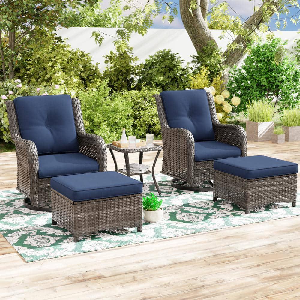 Patio Furniture Navy Blue Seat Cushions Arden Selections 21-in X
