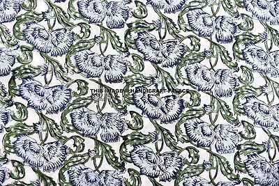 Tela Étnica India Impresa En Bloque 100% Algodón Color Vegetal Natural 5 Yardas - Imagen 1 de 3