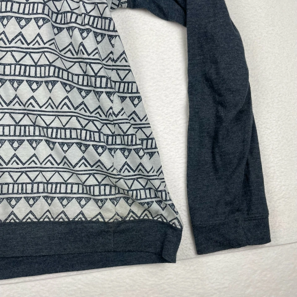 Volcom Sweater Mens Large Hoodie Gray Pullover Geometric Design Pocket - Image 4 of 4