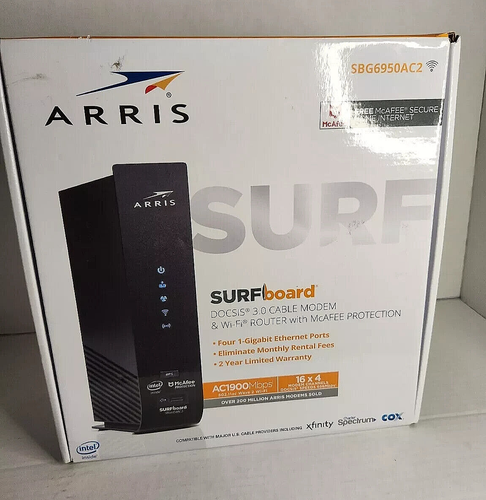 Arris SBG6950AC2 SURFboard DOCSIS 3.0 Cable Modem & WiFi Router AC2350 Mbps