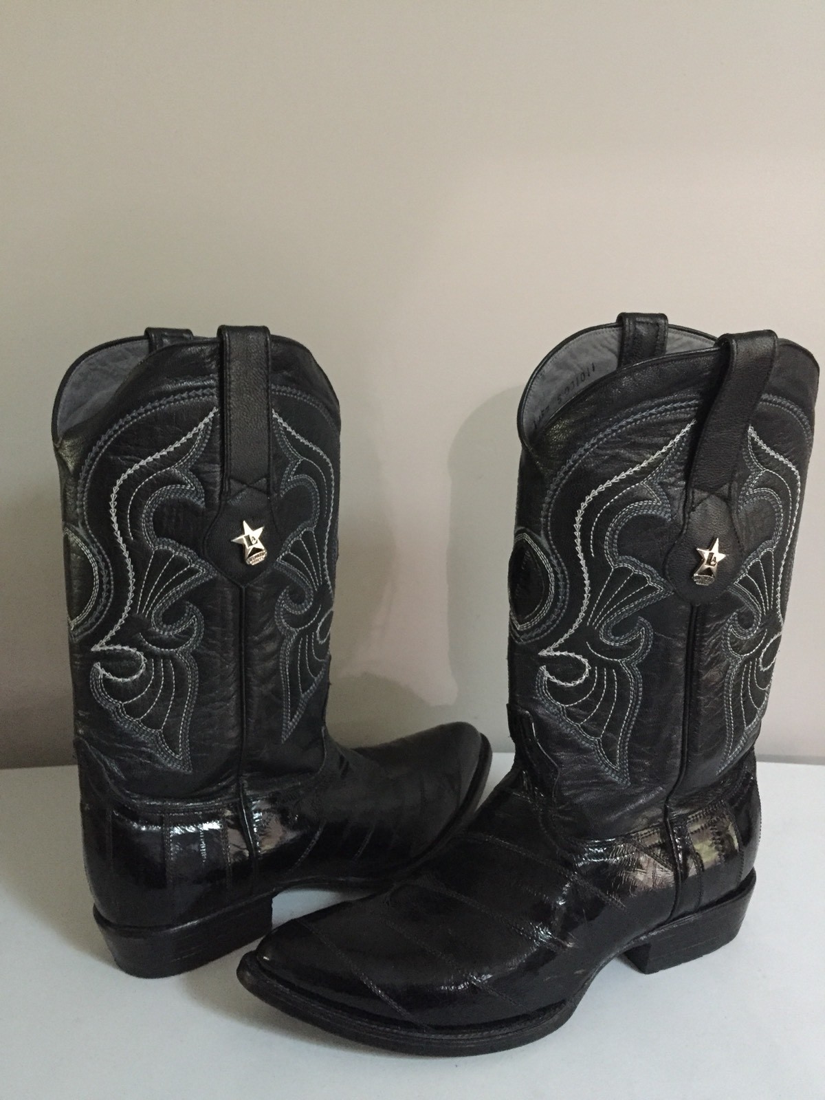 Los Altos Men’s Boots Black & Grey Genuine eel Skin Sz 10 D Western Wear Cowboy Los Altos Men’s Boots Black & Grey Genuine eel Skin Sz 10 D Western Wear Cowboy
