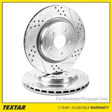 2x Brake Discs Vented Drilled For Porsche 718 Cayman 982 2.0 Textar PRO Rear