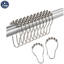 Set of 12 Rust-Resistant Nickel Shower Curtain Rings - Effortless Gliding Action