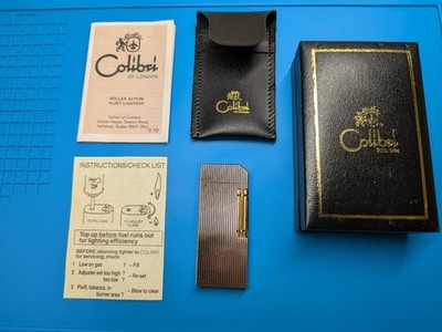 Colibri of London Vintage Feuerzeug Gold Roller Action FULL SET OVP TOP Funktion