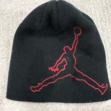 Jordan Youth Beanie Knit Hat Cap Black Red Embroidered Logo Winter Fall Nike