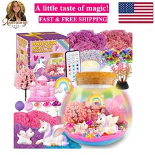 Unicorn Terrarium Crafts Kit for Kids-LED Night Light Up Remote Unicorn Bir...