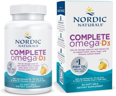 NORDIC NATURALS, COMPLETE OMEGA-D3 EPA DHA GLA Zitron 565mg 60 Weichkapseln
