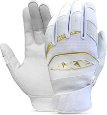 New Axe Pro-Fit Batting Gloves Cabretta Leather Adult large White/Gold