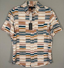 NWT Mizzen Main Leeward Shirt Mens M Geometric Performance Short Sleeve Trim Fit